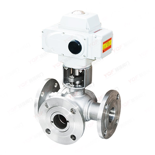 Electric three-way flanged ball valve