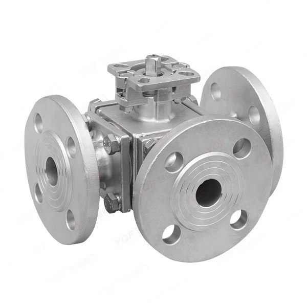 Three-way high platform flange ball valve