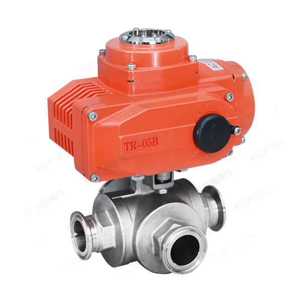 Electric three-way quick-installation ball valve