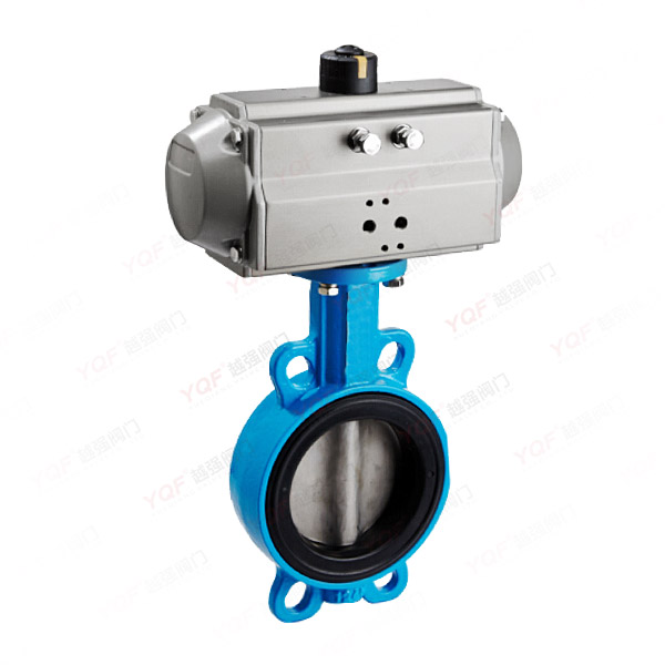 Pneumatic wafer butterfly valve