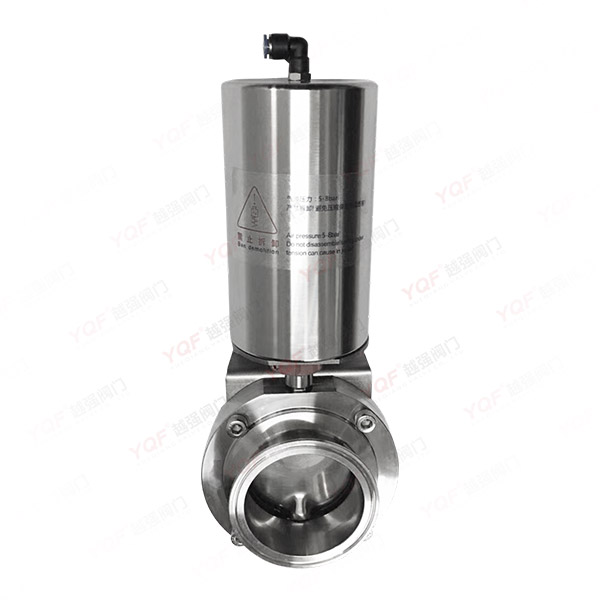 Vertical pneumatic sanitary quick-installation butterfly valve