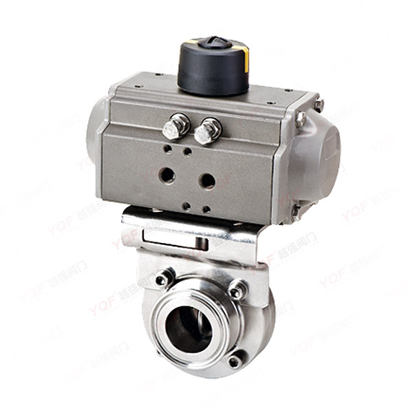 Pneumatic sanitary quick-installation butterfly valve