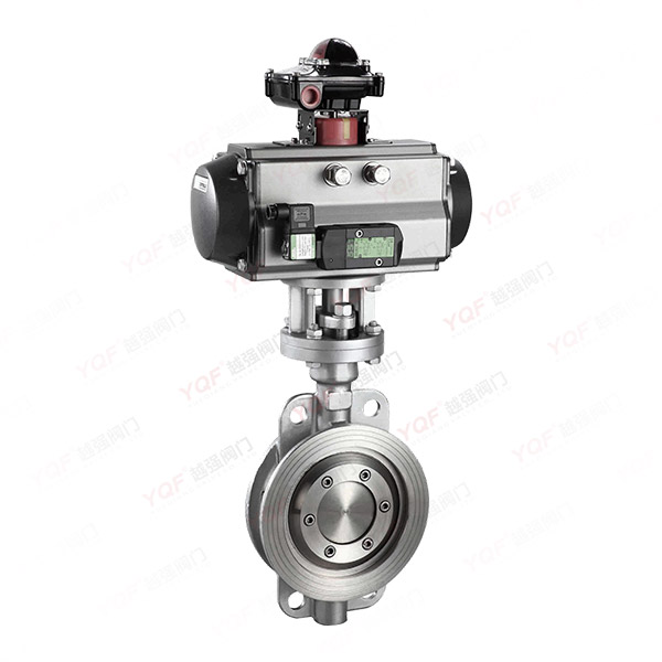 Pneumatic triple eccentric hard seal wafer butterfly valve