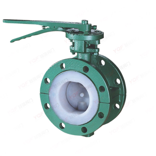 Fluorine-lined flanged butterfly valve