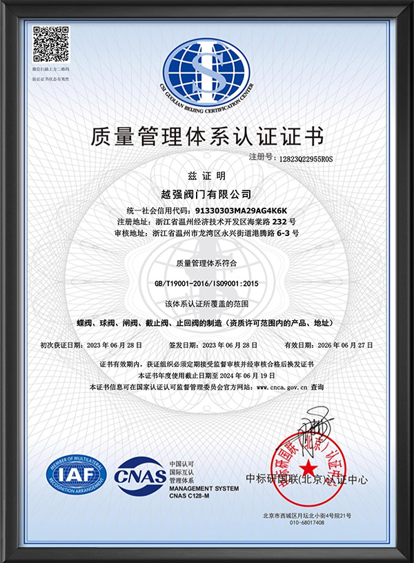 Quality management system certification
