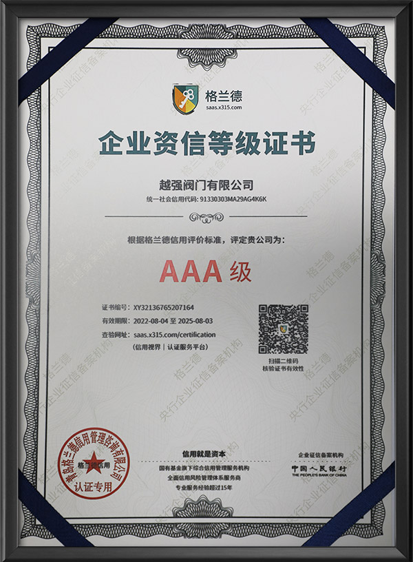 AAA enterprise credit rating certificate