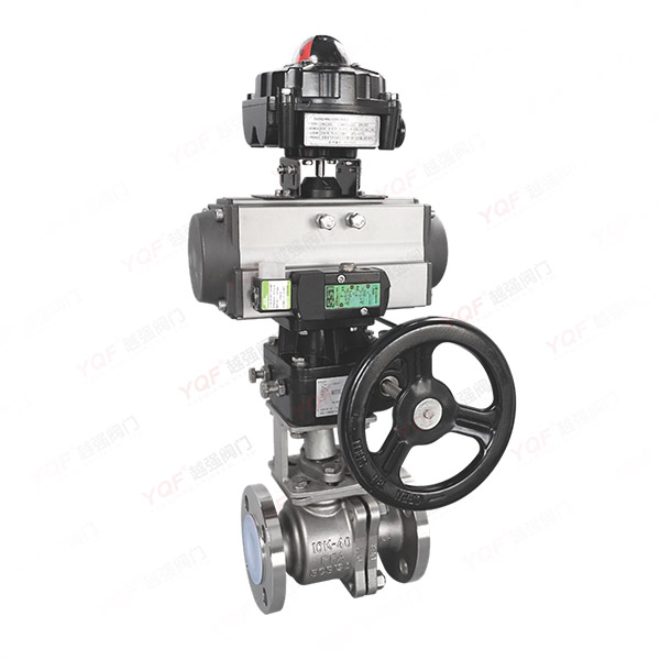 Fluorine-lined pneumatic flange ball valve