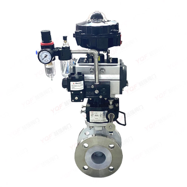Pneumatic fluorine-lined ball valve