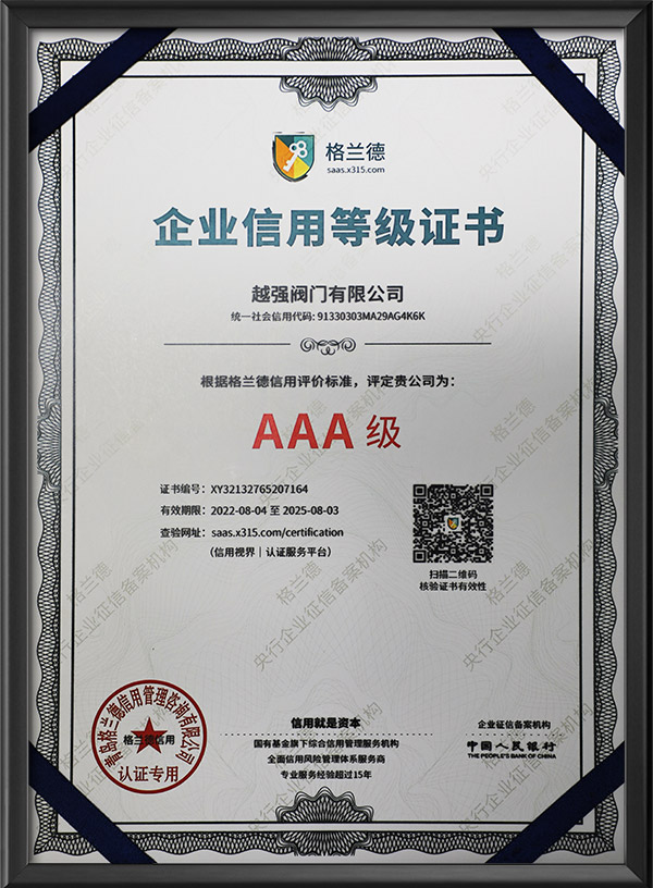 AAA enterprise credit rating certificate